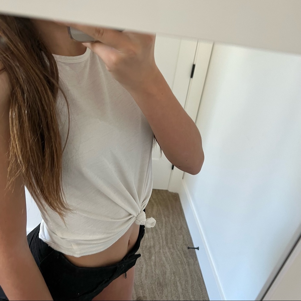 Girl Workout Tank Top With Workout Material And Tie In Front